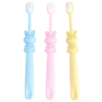 3pcs Manual Toothbrushes for Oral Care, Soft Bristles Toothbrush Set Ages 2-8 with Rabbit Handle for Sensitive Gums