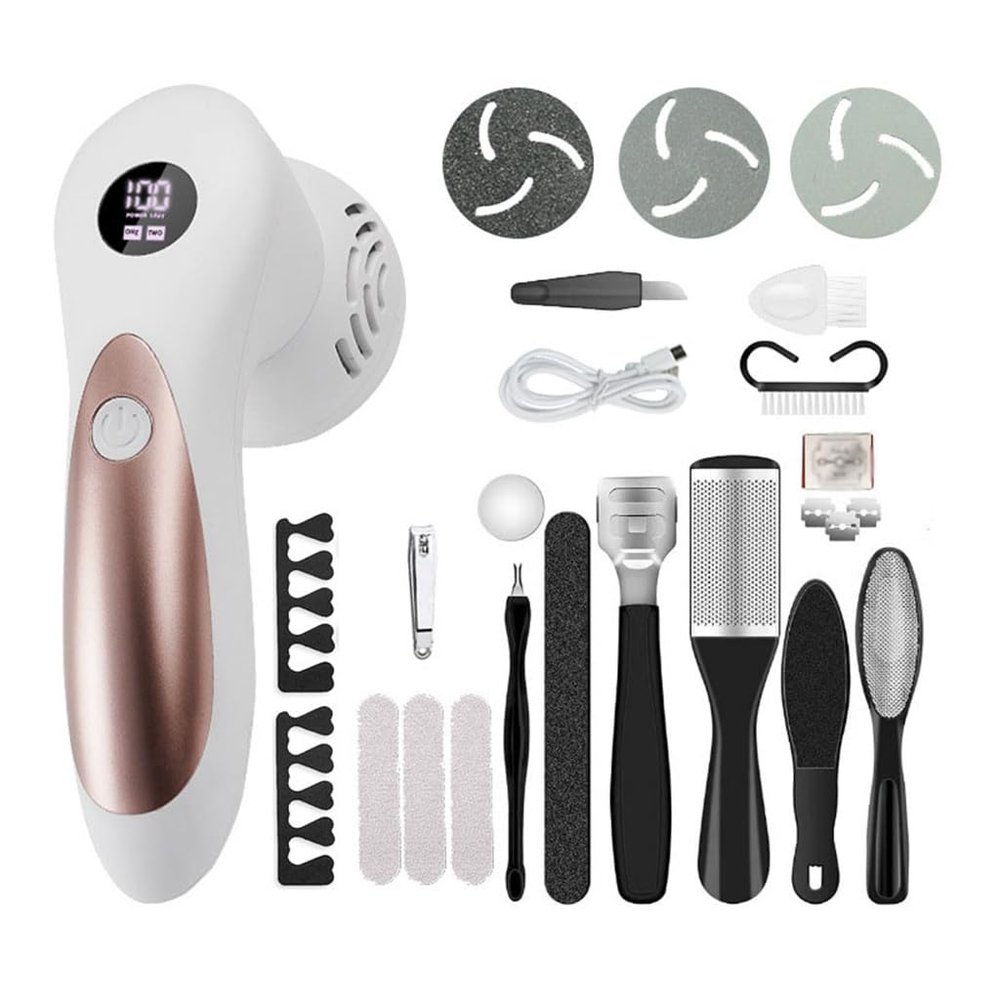 13 Piece Setof Electric Foot Grinder for Removing Calluses, Washing with Water, and Digital Foot Trimmer
