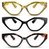 2SeeLife 3-Pack Oversized TR-90 Cat Eye Reading Glasses for Women Medium-Wide Fit, Sturdy Frame, Premium Geometric Readers, Amber Gold, Black, Brown Tortoise, +1.00 view 1