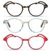 2SeeLife 3-Pack Small Round Reading Glasses for Men & Women Narrow-Medium Fit, Sturdy Frame, Spring Hinges, Premium Retro Readers, Brown Tortoise, Aqua Blue, Red, +1.50 view 1