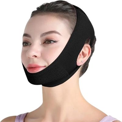 9FjB4sL Womens Facial Firming Band V-Shape Contouring Band for Chin and Cheek Lifting(Black)