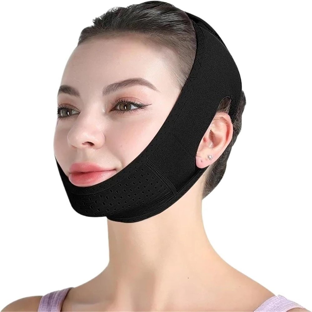 9FjB4sL Womens Facial Firming Band V-Shape Contouring Band for Chin and Cheek Lifting(Black)