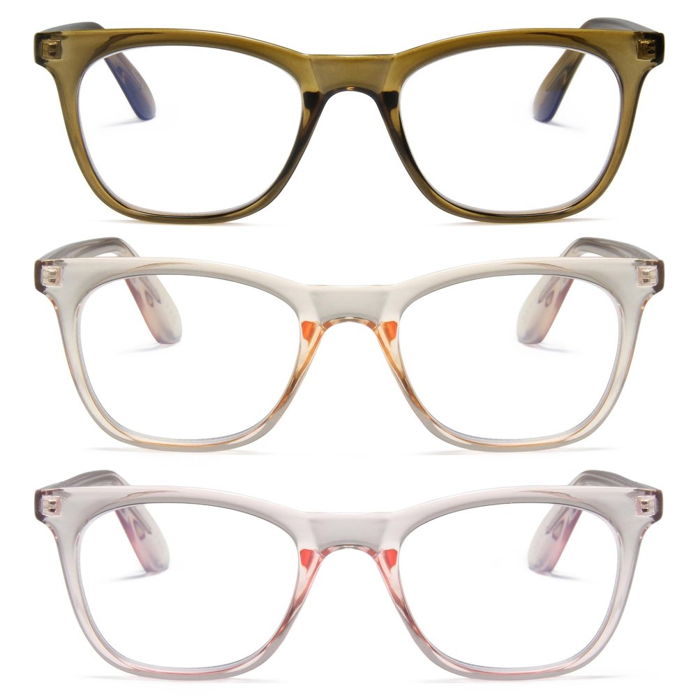 2SeeLife Blue Light Reading Glasses Multipack for Women Small-Medium Fit, Sturdy Frame, Spring Hinges, Premium Readers, Green, Peach, Pink, +3.00