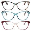 2SeeLife 3-Pack Large Cat Eye Reading Glasses for Women - Medium-Wide Faces, Durable Frame, Spring Hinges, Oversized Cateye Readers, Rose-Blue Tortoise, Turquoise, Purple, +2.00 view 1