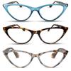 2SeeLife 3-Pack Small Cat Eye Reading Glasses for Women Narrow-Medium Fit, Sturdy Frame, Spring Hinges, Premium Funky Readers, Turquoise, Brown Tortoise, Rose-Blue Tortoise, +1.25 view 1