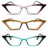 2SeeLife 3-Pack Premium Cat Eye Reading Glasses for Women Narrow-Medium Fit, Sturdy Frame, Spring Hinges, Stylish Funky Readers, Purple, Amber Green, Turquoise, +2.75 view 1