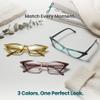 2SeeLife 3-Pack Premium Cat Eye Reading Glasses for Women Narrow-Medium Fit, Sturdy Frame, Spring Hinges, Stylish Funky Readers, Purple, Amber Green, Turquoise, +2.75 view 4