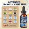 Liposomal L-lysine 1000MG Liquid Drops, 13-in-1 Lysine Monolaurin Supplements Olive Leaf Extract with Vitamin C, B6, D3, B12 & Zinc for Collagen, Lip, Skin & Immune Support,Strawberry Flavor,2Fl Oz view 3