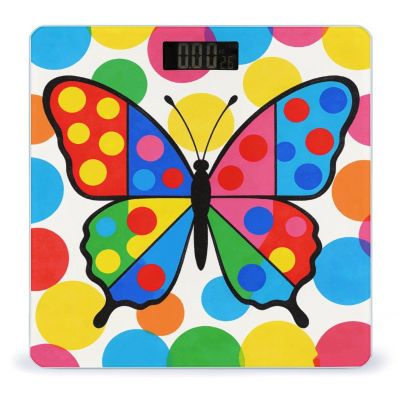 Butterfly Colorful Polka Dot Bathroom Scale Bright Liquid Crystal Screen Weight Scale Digital Scale for Home Bedroom Accurate Bathroom Body Scales for Body Weight Pet