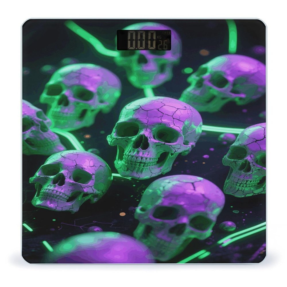 Green Purple Skull Bathroom Scale Bright Liquid Crystal Screen Weight Scale Digital Scale for Home Bedroom Accurate Bathroom Body Scales for Body Weight Pet