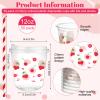 LemonRoad 50 Sets Cherry Clear Plastic Cups with Lids & Straws 12 oz Red Party Tumblers for Iced Coffee, Smoothies, Juice & More Cute Disposable Pet Mugs for Birthdays & Gatherings view 2