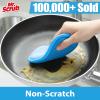 Mr. Scrub Sponges Kitchen Dish Sponge for Washing Dishes Cleaning Kitchen, 8 Pack, Non Scratch, Rough Scrubbers Side for Non-Stick Cookware, Soft Microfiber Scrub Side for Dishes, Multicolor view 2