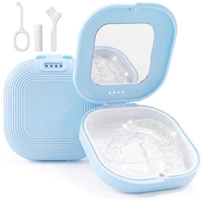 Retainer Case with Mirror, Aligner Case with Vent Holes for Invisalign