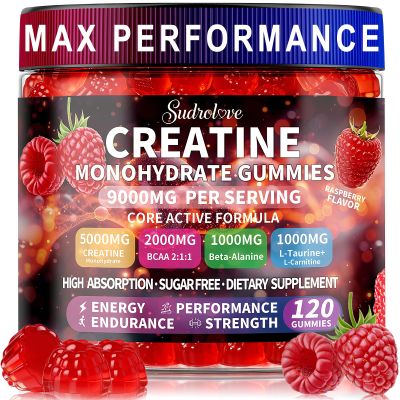 sudrolove Creatine Monohydrate Gummies 5000mg for Women & Men,120 Count