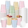 Yungyan 60 Pack Gingham Disposable Coffee Cups with Lids 12oz Pastel Checkered Paper Cups Bulk for Tea Coffee Hot Cocoa Pastel Plaid Party Supplies for Gender Reveal Baby Showers Bridal Showers view 1