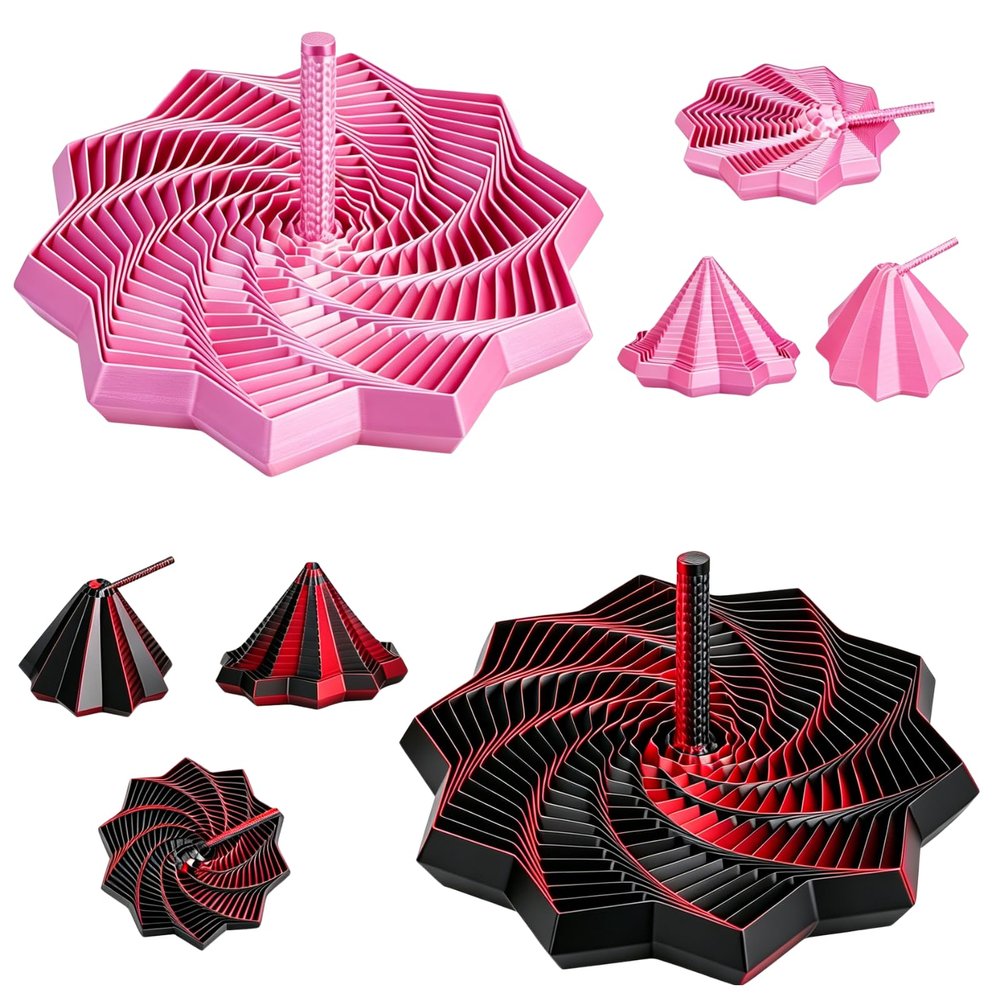 2Pcs 3D Printed Sensory Fidgets for Adults, Fidget Star Expandable 4.6 Inch Star Spiral with Handles, Fractal Stress Relief Gadget for Office Desk, Anxiety Relief Gifts for Men Women with ADHD