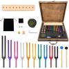 10 Frequency Tuning Fork Set, Solfeggio Tuning Forks with Premium Wooden Storage Case, Wooden Bases & Activator, 174Hz963Hz view 1
