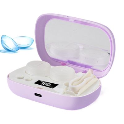 Eye Contact Cleaner | Rechargeable 5-Level Timer - Travel Contact Lens Cleaning Case | for Care Conditioning Maintenance Adults Men Women Daily Travel