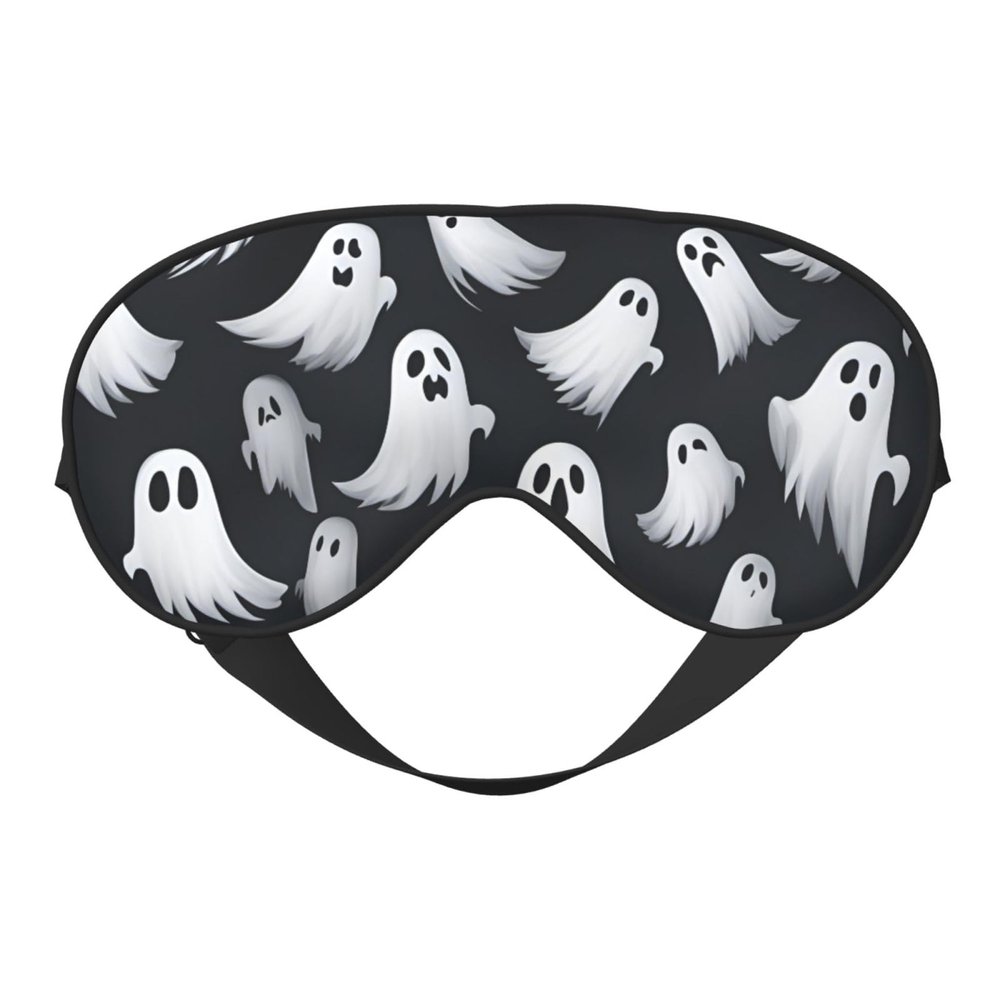 Cute White Ghost Halloween Pattern 1 Print Eye Mask, Sleep Mask with Adjustable Strap Soft Breathable Eye Cover for Sleeping