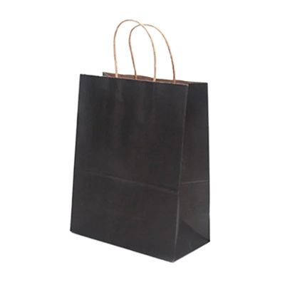 WEIJFRFJ 10/25/50 Pcs Kraft Paper Bags, Portable Bag With Handles Clothes Food Coffe Takeout Packaging Suitable for parties and shopping(Black,50pcs,26x12x31cm)