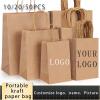 WEIJFRFJ 10/25/50 Pcs Kraft Paper Bags, Portable Bag With Handles Clothes Food Coffe Takeout Packaging Suitable for parties and shopping(Black,50pcs,26x12x31cm) view 2