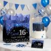 Yoirrat Sweet 16 Gift Bag with Tissue Paper & Greeting Card Large Blue Black Glitter 16th Birthday Gift Bags for Girls Sweet Sixteen Bday Party Supplies Favors for Daughter Granddaughter Niece Bestie view 2