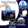 Yoirrat Sweet 16 Gift Bag with Tissue Paper & Greeting Card Large Blue Black Glitter 16th Birthday Gift Bags for Girls Sweet Sixteen Bday Party Supplies Favors for Daughter Granddaughter Niece Bestie view 4
