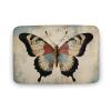 Butterfly Retro Coral Velvet Bathroom Rug 16"" x24 Bath Rug Butterfly Doormat Rustic Office Decor Non Slip Shower Mat Door Rug with Rubber Backing Absorbent Kitchen Floor Carpet view 1
