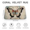 Butterfly Retro Coral Velvet Bathroom Rug 16"" x24 Bath Rug Butterfly Doormat Rustic Office Decor Non Slip Shower Mat Door Rug with Rubber Backing Absorbent Kitchen Floor Carpet view 3