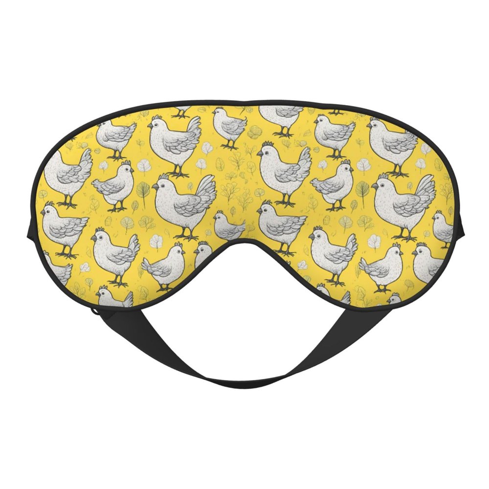 Yellow Chicken Print Eye Mask, Sleep Mask with Adjustable Strap Soft Breathable Eye Cover for Sleeping