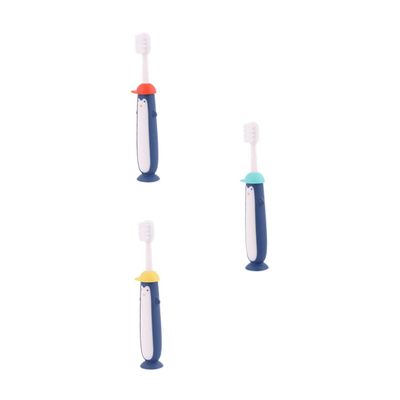 HOMOCONO s Manual Toothbrush 3pcs Soft Bristle Oral Care Toothbrush Set for Ages 3-12 with Cartoon Design Blue Yellow Red for Teeth Cleaning Random Color
