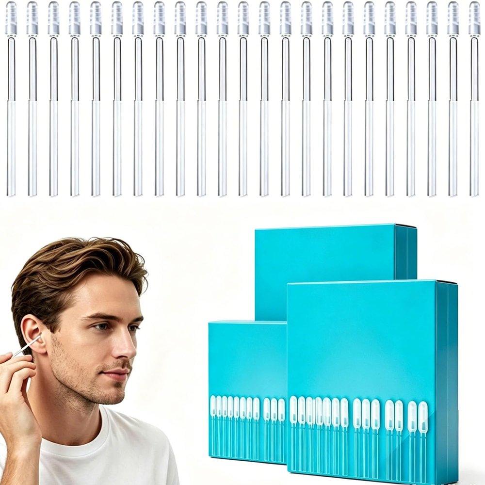 72 pcs Earwax Removal Adhesive Swabs, Reusable Adhesive Earwax Swabs, Gentle Ear Cleaning Stick Sticky Ear Cleaning Stick Gentle, Reusable Adhesive Ear Cleaning Sticks