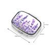 Preppy Lavender Flowers Watercolor Pill Box Square Metal Pill Case with 2 Compartment Travel Pill Organizer for Vitamins Medication view 3