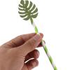 HINTRMENT 10pcs Monstera Tropical Leaf Paper Straws Glitter Decorative Cocktail Straws for Pool Party Summer Drinks view 4