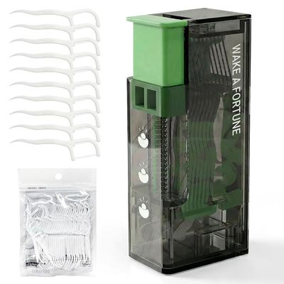 2026 New Floss Picks Holder, Automatic Pop-up Portable Floss Dispenser, Refillable Holder Boxes with 10 Floss Picks for Teeth Cleaning (Green)