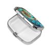 Stained Glass Iridescent Nautilus Shell Pill Box Square Metal Pill Case with 2 Compartment Travel Pill Organizer for Vitamins Medication view 2
