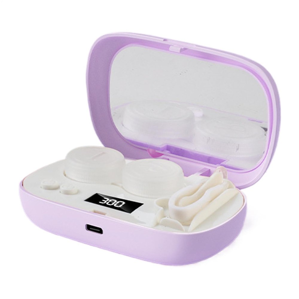 Contact Cleaner Case,Ultrasonic 5-Level Timer with Mirror | Electric Hard Contact Lens Cleaner | for Care Conditioning Maintenance Adults Men Women Daily Travel