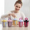 WASTROYAL Portable Fruit Cup with Built-in Fork, Leakproof Double-Layer Snack Shaker Container for School Office Travel, Fresh Fruit Storage (Pink) view 2