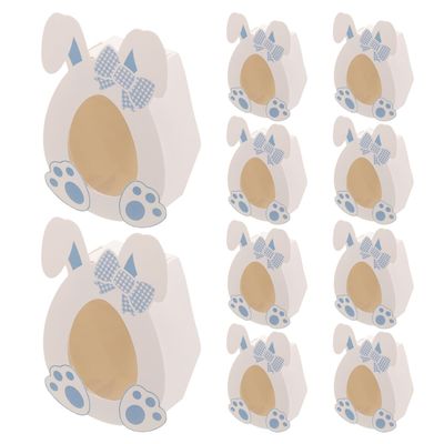 BCOATH 10pcs Cartoon Bunny Candy Boxes with Lid, Paper Easter Treat Containers for Party Favors, DIY Foldable Boxes for Easter Decorations and Candy Storage