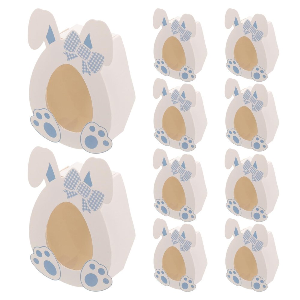 BCOATH 10pcs Cartoon Bunny Candy Boxes with Lid, Paper Easter Treat Containers for Party Favors, DIY Foldable Boxes for Easter Decorations and Candy Storage