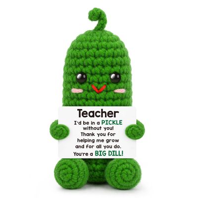 Teachers Appreciation Gifts for Women Men, Teacher's Day End of Year Gifts, Back to School Thank You Gifts for Teachers Retirement Birthday Gift for Daycare Music Teacher Handmade Crochet Pickle Doll