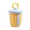 WASTROYAL Portable Fruit Cup with Built-in Fork, Leakproof Double-Layer Snack Shaker Container for School Office Travel, Fresh Fruit Storage (Yellow) view 1