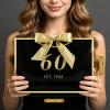 JMANNI 60th Birthday Gift Bag with Card and Tissue Paper for Men Women Him, 13" Elegant Black Gold Anniversary Keepsake Party Present Shopping Paper Bags for Gifts Wrapping EST.1966/Black/Medium view 4