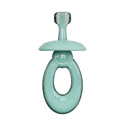 HOMOCONO Silicone Toothbrush, 3D U-Shaped Training Toothbrush with Tongue Cleaner, Soft Tooth Brush for Oral Care and Early Dental Hygiene (Light Blue, OPP Bag)
