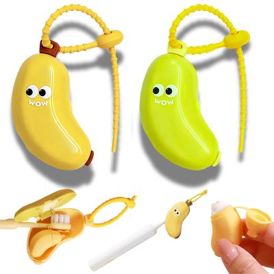 2026 Upgrade Banana Toothbrush Travel Case, Portable Travel Toothbrush Holder with Toothpaste Container, Toothbrush Covers for Electric Toothbrushes , Camping Toothbrush Organizer (Green and Yellow)