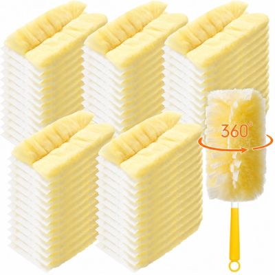 Domensi 200 Count 360 Heavy Duty Duster Refills Bulk Multisurface Larger Size Dusters with Microfiber Disposable Dusters for Cleaning Blinds Ceiling Fans Furniture Electronics (Yellow)