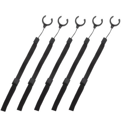 IWOWHERO 5pcs Cane Wrist Straps for Walking Sticks and Trekking Poles, Black Elastic Anti-lost Hand Wrist Leash for Hiking, Elderly Mobility Aid Accessories