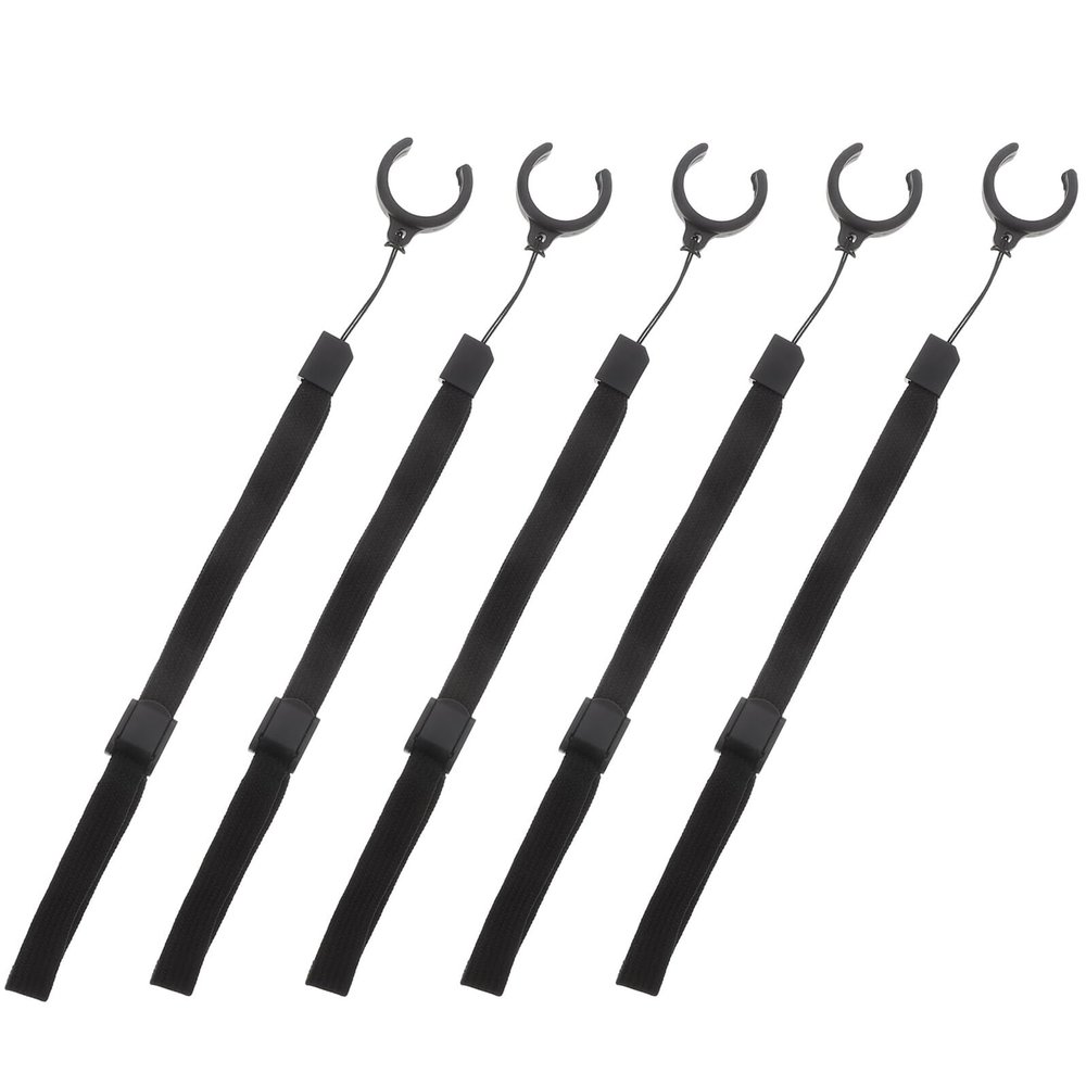 IWOWHERO 5pcs Cane Wrist Straps for Walking Sticks and Trekking Poles, Black Elastic Anti-lost Hand Wrist Leash for Hiking, Elderly Mobility Aid Accessories