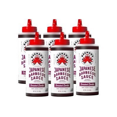 Bachans Sauce Bbq Japanese Roasted Garlic 17 oz Bottles Barbecue Marinade for Chicken Wings and Vegan Meat Asian Style Teriyaki and Buffalo Sauce Pairing Pack of 6