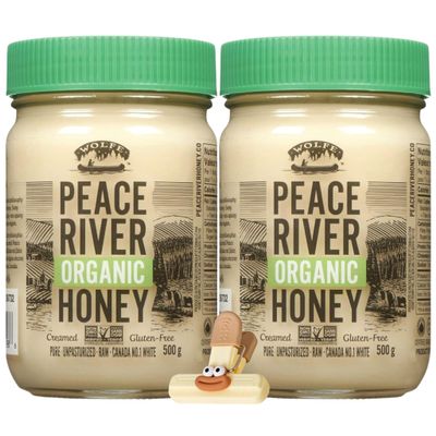 Peace River Honey Creamed Organic 16 oz Jar Organic Honey Spread Raw Organic Unfiltered Style 2 Count Honey Pack with a Random Item 3 items